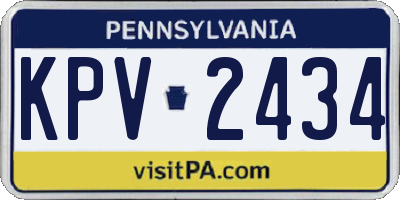 PA license plate KPV2434