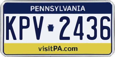 PA license plate KPV2436