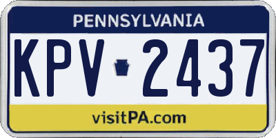 PA license plate KPV2437