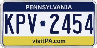 PA license plate KPV2454
