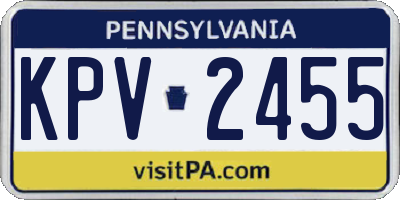 PA license plate KPV2455
