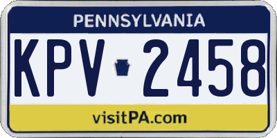 PA license plate KPV2458