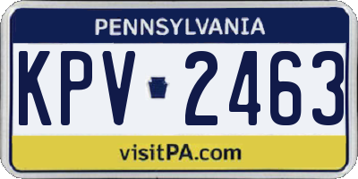 PA license plate KPV2463