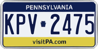 PA license plate KPV2475