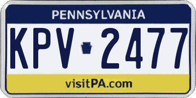 PA license plate KPV2477