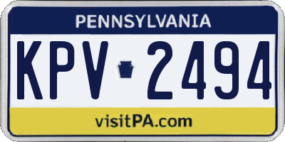 PA license plate KPV2494