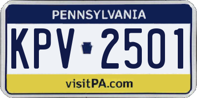 PA license plate KPV2501