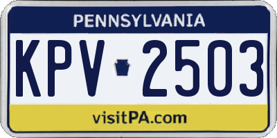 PA license plate KPV2503