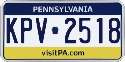 PA license plate KPV2518