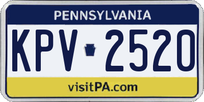 PA license plate KPV2520