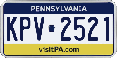 PA license plate KPV2521
