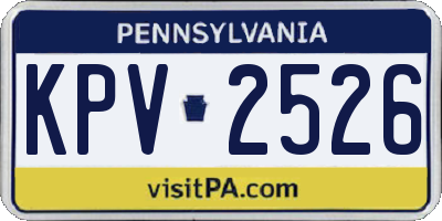 PA license plate KPV2526