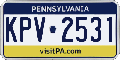 PA license plate KPV2531
