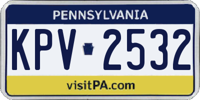 PA license plate KPV2532
