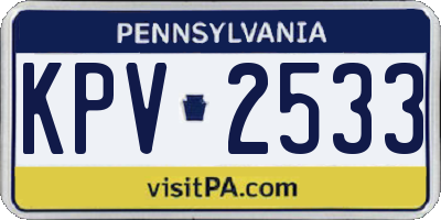 PA license plate KPV2533