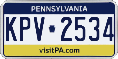 PA license plate KPV2534