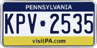 PA license plate KPV2535