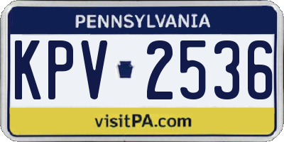 PA license plate KPV2536