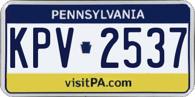 PA license plate KPV2537