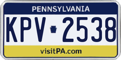 PA license plate KPV2538