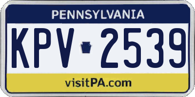 PA license plate KPV2539