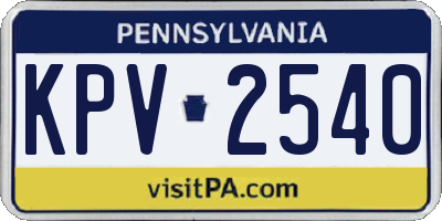 PA license plate KPV2540