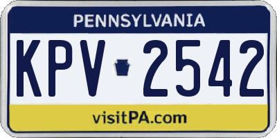 PA license plate KPV2542