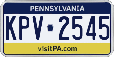 PA license plate KPV2545