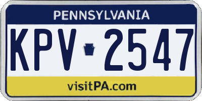PA license plate KPV2547