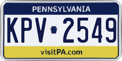 PA license plate KPV2549