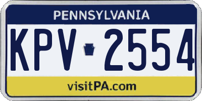 PA license plate KPV2554