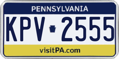 PA license plate KPV2555