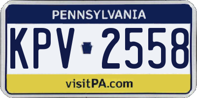 PA license plate KPV2558