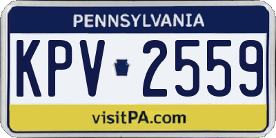 PA license plate KPV2559