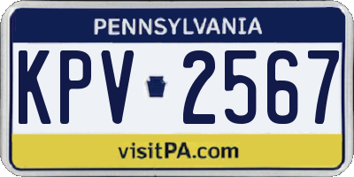 PA license plate KPV2567