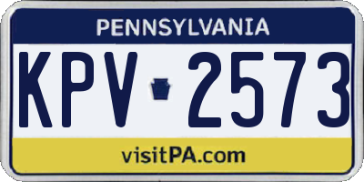 PA license plate KPV2573