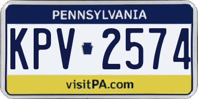 PA license plate KPV2574