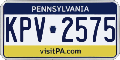 PA license plate KPV2575