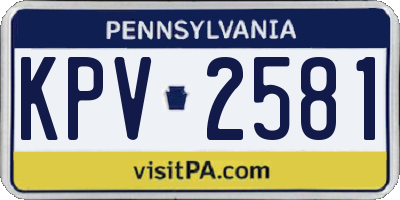 PA license plate KPV2581