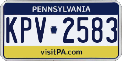 PA license plate KPV2583