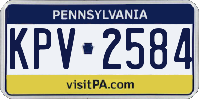 PA license plate KPV2584