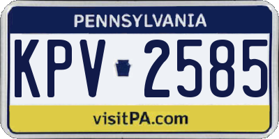 PA license plate KPV2585