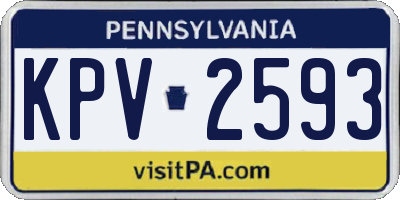 PA license plate KPV2593