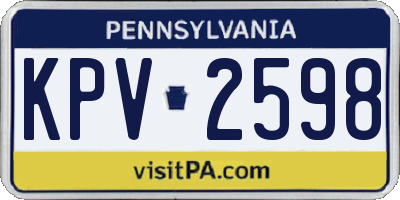PA license plate KPV2598