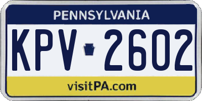 PA license plate KPV2602