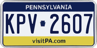 PA license plate KPV2607