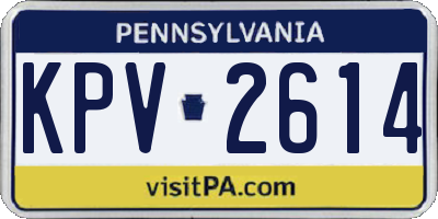 PA license plate KPV2614