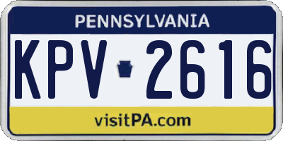 PA license plate KPV2616
