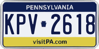 PA license plate KPV2618