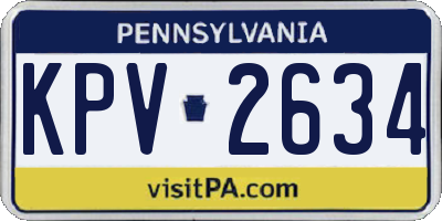 PA license plate KPV2634